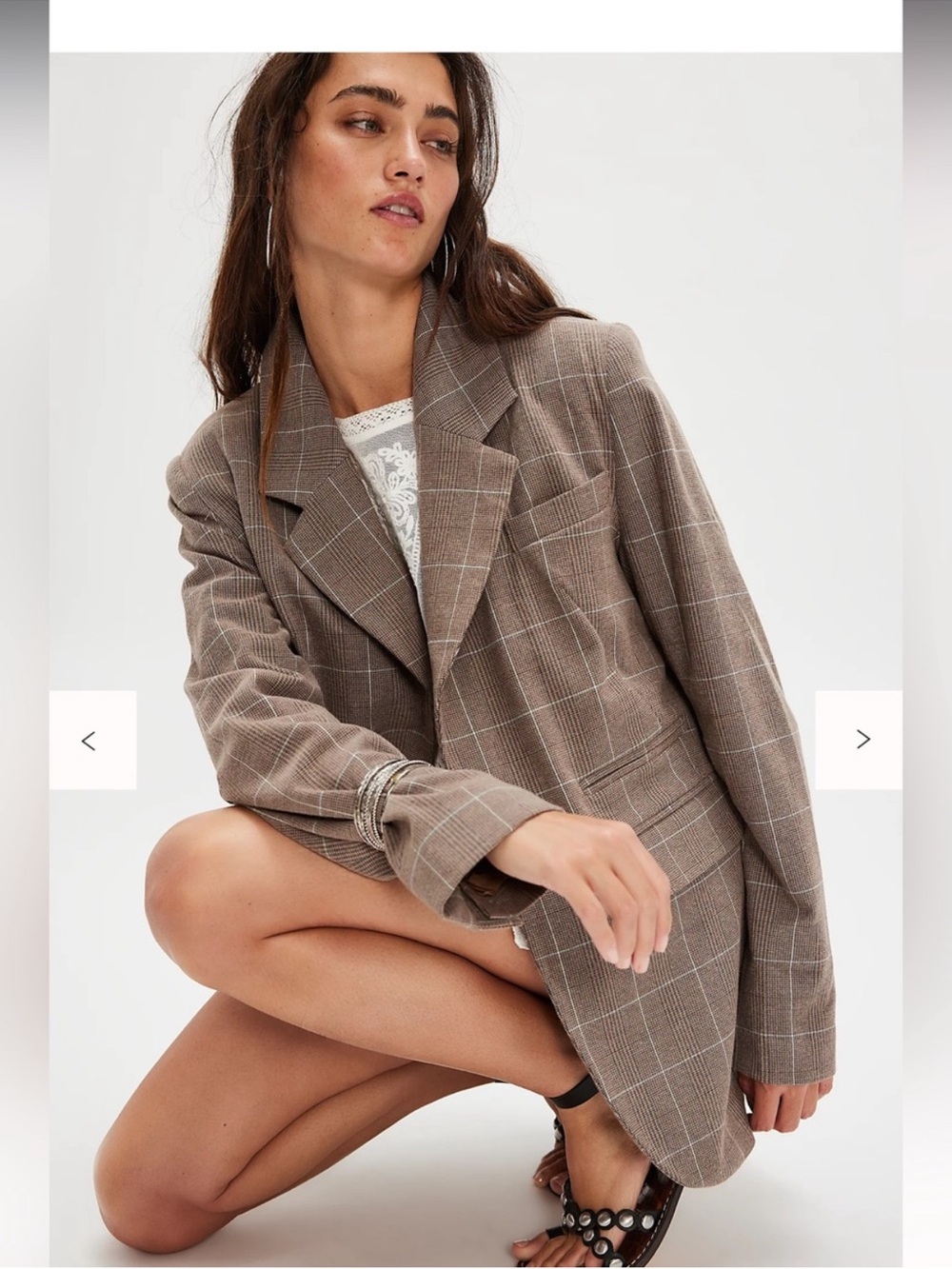 Free People Paper Cut Pinstripe Blazer Chocolate Brown NWT Size Large - Picture 4 of 10